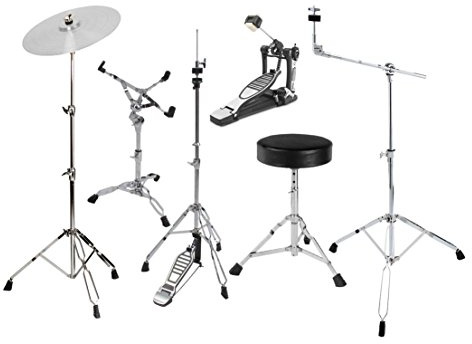 XDrum-Semi5S Hardware Pack (6-teilig, Galgenbeckenständer, gerader Beckenständer, Snareständer, Single Fußmaschine, HiHat-Maschine, Drumhocker)