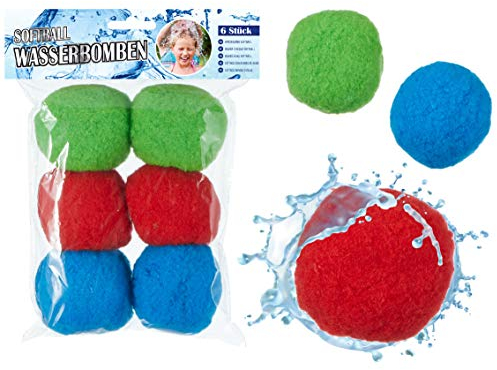 Cepewa 6X Softball Wasserbomben wiederverwendbare Wasser Ball Wasserbälle rot blau grün draußen Sommer