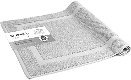 herzbach home Badvorleger 100% Baumwolle | Duschvorleger | 1.000 g/m² | Saugfähig | Waschbar (Silbergrau, 60 x 100 cm)