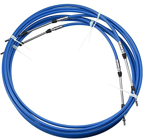 Motoforti Lot de 2 câbles de boîte de commande à distance d'accélérateur et de changement de vitesse Bleu 4,14 m
