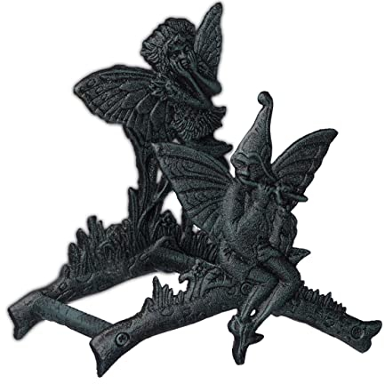 Relaxdays Support Mural pour Votre Tuyau d’arrosage, Fonte de Fer, Design Antique, HLP 24 x 24 x 15 cm, Vert et Noir