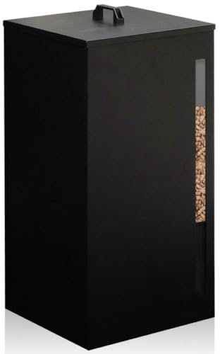 FACILITYS - Réservoir à Pellets Granulés Bois de Chauffage à Roulettes 36 x 36 x 76 cm - Volume 70 L, 45 kg - Boite Stockage Pellets de Bois Granulés Design - Transport Facile