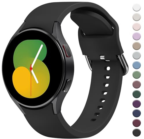 Wanme Armband für Samsung Galaxy Watch 4 40mm/ 44mm Armband, Silikon Ersatzarmband für Samsung Watch 7/6/5/4 Classic 46mm 42mm für Damen und Herren (Schwarz)