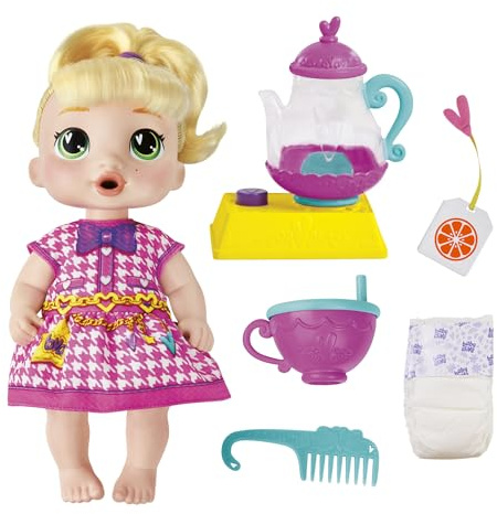 Baby Alive Bubbly Tea Party LaLa GooGoo Doll with Teapot Accessories, Blonde Hair, 11 Inches, Toys for 3 Year Old Girls and Boys & Up