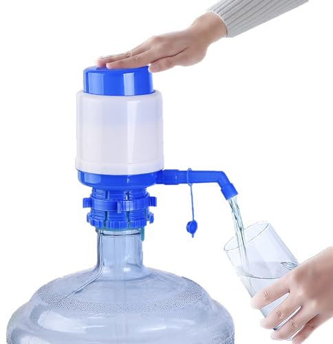 Manual Water Pump for Cooler Dispenser - Fits 52-55mm Jugs, Hand Press Water Dispenser with Extra Tube & Dust Plug, Portable for Home/Office/Travel