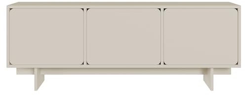 Selsey TV Schrank Lowboard Board Sideboard Fernsehtisch Fernsehschrank 3 Türen Fächer Push to Open 150 cm Graubeige Wuwu