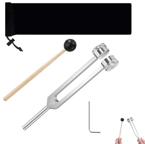128 Hz Stimmgabel Frequenz Stimmgabel mit Silikonhammer Aluminiumlegierung Stimmgabel-Set für Klangheilung Meditation emotionale und spirituelle Gesundheit