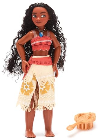 Disney Store Official Moana Classic Doll, 26cm/10”, Fully Poseable Princess Doll in a Classic Outfit, Includes Toy Hair Brush - Suitable for Ages 3+