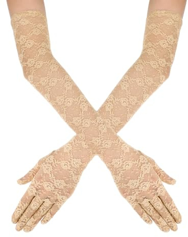 Lusofie Guantes Largos Mujer Vintage Elegantes Guantes de Encaje para Fiesta de Té Años 20 vestido de Compromiso Fiesta Baile Opera Guantes Formales