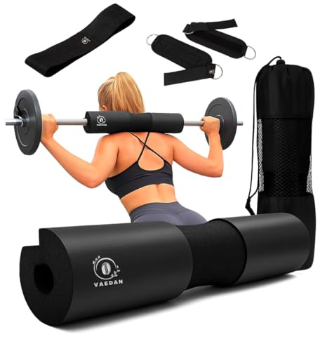 VAEDAN Almohadilla Barra Gimnasio, Tobilleras para Polea Gym y Banda Elástica. Set Accesorios de Entrenamiento de glúteo y Pierna. Incluye Bolsa de Transporte y Ebook con guía de Ejercicios
