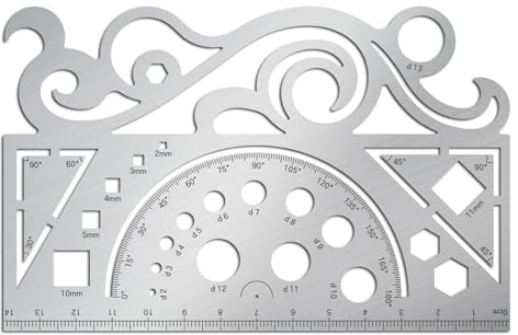 ORIGACH Regla curva francesa de acero inoxidable, plantillas de dibujo de metal, transportador, reglas de plantilla de acero inoxidable para costura de cuero, suministros de manualidades