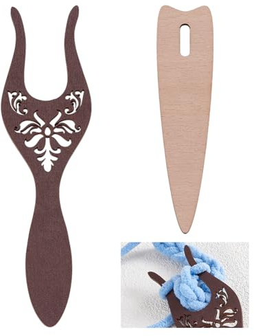 NBEADS 6 Ensemble de Fourchettes à Tricoter, Kit D'Aiguilles à Tisser Lucet Fork à Gros Chas Outils de Tissage en Bois pour Bracelets Faits Main Colliers Cordons Tressés Projets D'Artisanat DIY