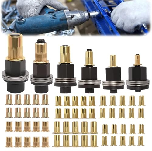 6 Stück Nietmutternzange Set, Nietenzange Nietmuttern Set mit 60 Muttern