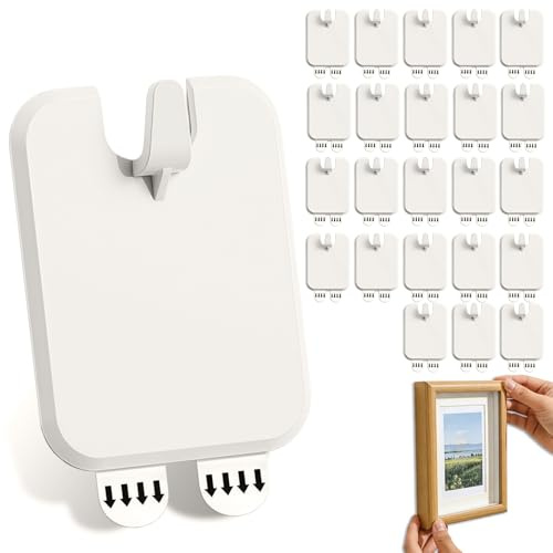 24 Pièces Accroche Tableau Sans Percer, Crochets pour Tableaux Autocollants Forte Capacité de Charge, Clou Adhésif pour Cadre Photo, Accroche Tableau Mur Autocollant pour Accrocher Cadres, Tableaux
