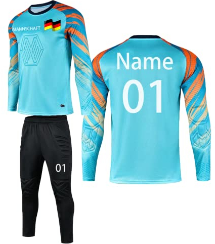 LAIFU Benutzerdefiniert Torwarttrikot Set für Erwachsene/Kind Torwarttrikot mit Nummer Name Team Logo Torwarttrikot Personalisieren