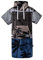 ATLANTIC SHORE | Surf Poncho | Badeponcho mit Kapuze aus 100% Baumwolle | Unisex | Palm Tree für Erwachsene in Navy Blue/Grey | Long (ab 175 cm)