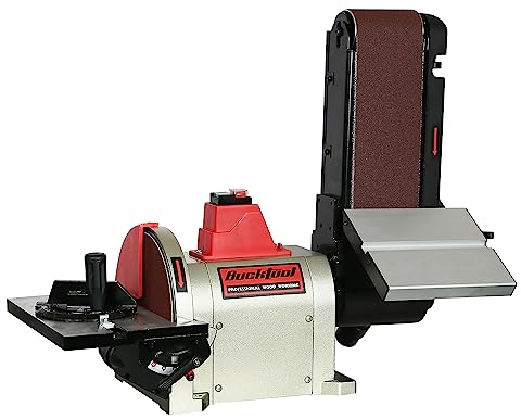 BUCKTOOL Lijadora de banda de banco de 500 W, correa de 4 x 36 pulgadas y lijadora de disco de 8 pulgadas con motor de accionamiento directo, BD4801
