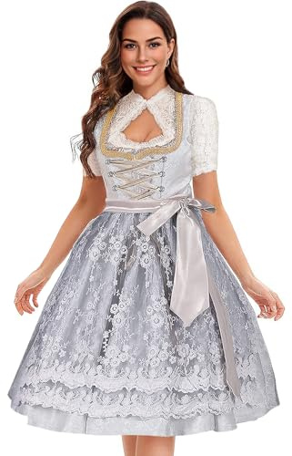 Festdräkt för kvinnor, elegant, dirndl klänning med spets och förkläde blus, Dirndl Oktoberfest, lila ölkläder, kostymer för kvinnor, traditionell karneval festival (38)