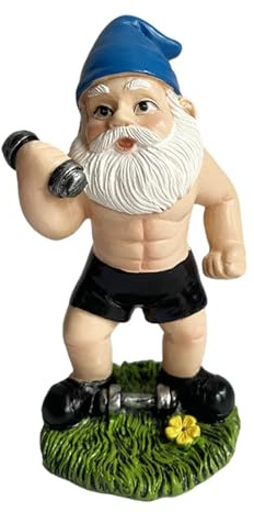 Funny Workout Garden Gnomes Statues, Barbell And Dumbbell Gnomes Decorations, Indoor Resin Figurine For Home Tabletop, Garden Gnomes Ornaments, Funny Statue, Garden Dwarf Statue