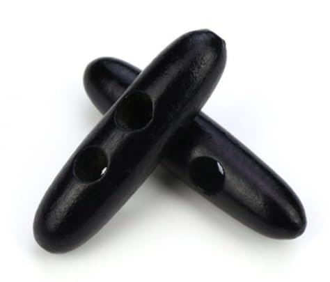12 Premium Knebelknöpfe schwarz 35mm - Längsknöpfe zum aufnähen Jackenknöpfe ovale Knöpfe aus Holz