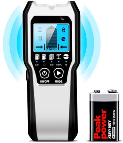 FOLAI Detector de Metales,5 in 1 Detector de Pared Digital y Gráfico,Herramientas Bricolaje,Detector de Metales,Detector Cables y tuberias,Escáner de Pared para Detectar Cables Bajo Tensión y Metales