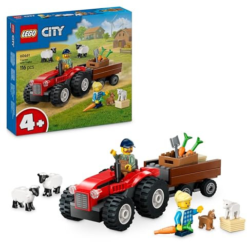 LEGO City Traktor mit Anhänger - Bauernhof Spielzeug mit Traktor & Tierfiguren - Montessori Spielsets für Jungen und Mädchen ab 4 Jahren - Geschenk mit 2 Minifiguren 60461