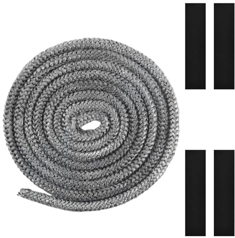 Joint de Porte Four, 8mm x 3m, Joint de Cheminée Insert Poêle, avec 4 Pièces de Ruban Haute Température, Joint de Cheminée Porte de Poêle Cordon, Joints en fibre de verre, pour Poêles à Bois Cheminées