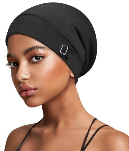 Kiiwah Bonnet Satin Cheveux Nuit, Unisexe Slouchy Beanie avec Doublure en Satin pour Dormir Bonnet de Soin Capillaire en Soie Bonnet Tricoté Doublé en Soie pour Femme et Homme
