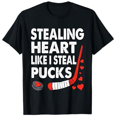 Stealing Hearts Like I Steal Pucks Valentines Day Hockey T-Shirt
