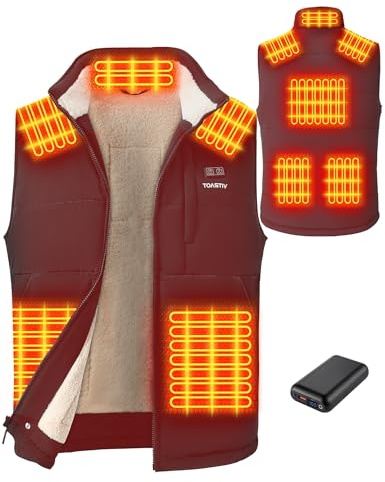 Toastiv Chaleco Calefactable para Hombre con Batería 20000mAh 7,4V - Forro Polar, 8 Zonas, Chaleco Eléctrico Térmico, Lavable a Máquina
