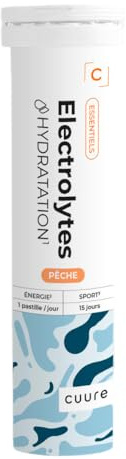Électrolytes Hydratation - CUURE - Arôme Pêche - Sans Sucres - Haut Dosage - Fabriqué en France