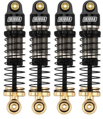 INJORA 40mm Big Bore Oil Shock Absorber for 1/24 SCX24 FCX24M Upgrade, 4.3g/Each(Black Aluminum & Brass)