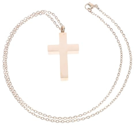 Parliky Collier Urne Croix Acier Inoxydable pour Cendres et Cendres Danimaux Pendentif Urne Funéraire Rose Doré avec Entonnoir Souvenir pour Homme et Femme