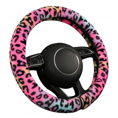 Coprivolante in Peluche, Motivo Leopardo Tie-Dye, Modello con Elastico, Caldo e Antigelo, Presa Confortevole, Senza Anello Interno