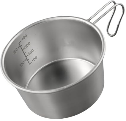 Gettimore Bol de camping en acier inoxydable de 450 ml avec poignée de suspension pour randonnée, aventures en plein air – Blanc argenté, 122 g