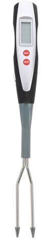 jojofuny Termómetro de Cocina Digital para Carne Tenedor de Acero Inoxidable Negro, Medición Precisa de Temperatura, Multifunción Adecuado para Parrilla y Barbacoa