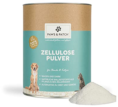 Paws&Patch reines ZELLULOSE Pulver für Hunde & Katzen 250g plastikfrei I 100% natürliche Ballaststoffe für Magen & Darm I Barf- und Futterzusatz
