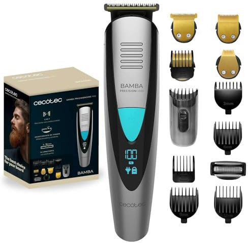 Cecotec Cortapelos 5en1 PrecisionCare Trimmer, Waterproof, Autonomía de 60 min, Cuchillas de acero con revestimiento de titaneo, Función NonStop, Peine ajustable 9 medidas