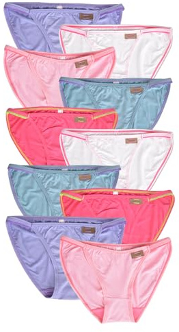 DingLu 10 Pack Women's Bikini Panties Low Rise Viscose String Ladies Underwear Assorted Colors(Multicolor-A,6)