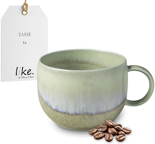 Villeroy & Boch – Perlemor Alga kaffekopp, 190 ml, kopp av premiumporslin för kaffe och te, diskmaskinssäker, mikrovågsugnssäker, grön