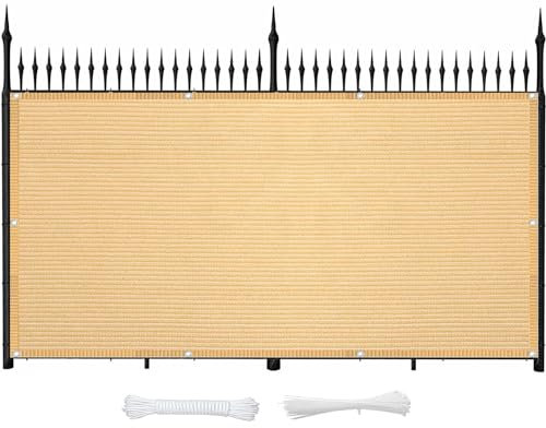 Balkonverkleidung Ohne Bohren 90 x 200 cm Wetterbeständiges Und Pflegeleichtes HDPE Sichtschutz Sichtschutzzaun mit Kabelbinder für Balkon Terrasse, Sandgelb