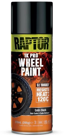 U-POL Raptor Pintura para llantas, aerosol 1K, resistente al calor hasta 120 °C, protección contra golpes, calor, piedras, polvo de freno y corrosión
