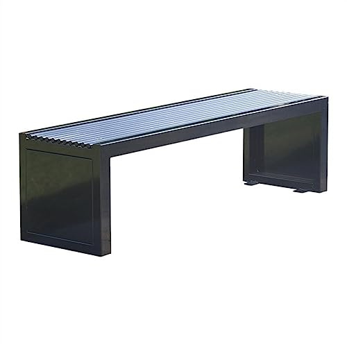 wpenshiDM125 Große Terrassen-Außenbank 59,2/70,8 Outdoor-Bank ohne Rückenlehne, Parkbank aus schwarz lackiertem Metall, Beine mit Stahlkonstruktion und Rundrohrsitze, Parkbänke(150x42x42cm