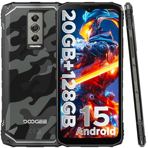 DOOGEE Blade 10 Movil irrompible Android 15, 20GB RAM+128GB ROM (TF 2TB) 6,56 FHD+Teléfono Móvil Resistente 5150mAh Batería, Octa Core, 16MP Cámara, Widevine L1 Smartphone IP68IP69K/GPS/Face ID-2025