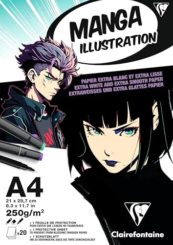 Clairefontaine 976163C bloc Illustration Manga 20 Feuilles blanc A4 250g
