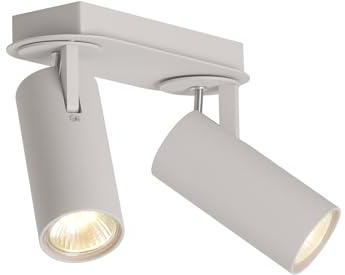 DAWALIGHT Plafoniera 2 Faretti GU10 Lampadine LED 3000K 5W Faretto da Parete Orientabile Illuminazione da Soffitto per Interno Barra Cameretta Cucina Soggiorno, Grigio sabbioso, Alluminio