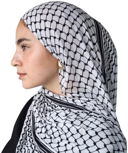 keffiyehs palestinien - Wrap de style traditionnel, écharpe en tissu de coton doux | 70.87x27.56 pouces authentiques cravates de la tête palestinienne, écharpe féminine du désert cultu