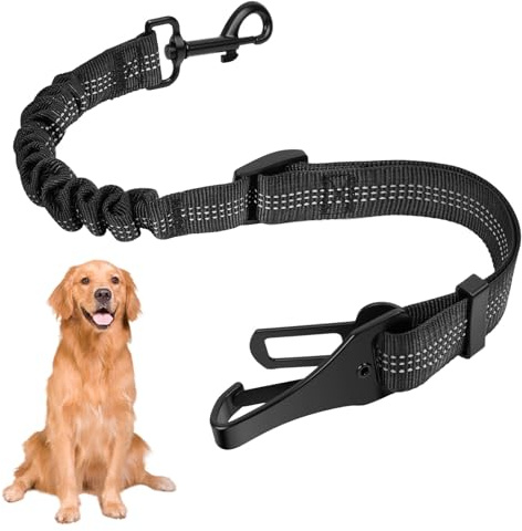 OSDUE Cintura di Sicurezza per Cane in Auto, 1 Pezzi Regolabile ed Elastica 70-90 cm, Cinturino di Sicurezza per Viaggiare con Cane e Gatto, Adatto per Tutte le Auto, Nero