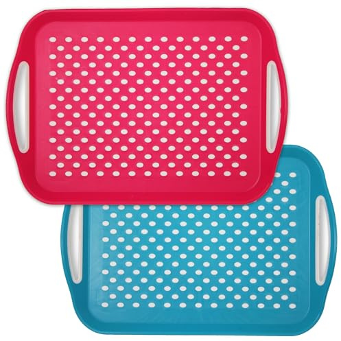 FISHTEC Bandejas de Servicio Antideslizantes - Lote de 2 Superficies Interior y Exterior Antideslizantes - Bandeja de Plástico Rectangular 40,5 x 29,5 cm - Ideal para Servicio, Fast Food y Cocina