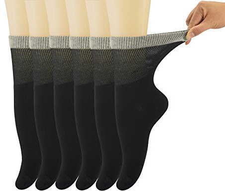 Yomandamor 6 Pairs Ladies Bamboo Diabetic Crew Socks Seamless Soft top Socks,Size 3-8 UK